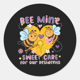 Bee Sweet Care Caregivers Valentines Nursing Home Classic Round Sticker