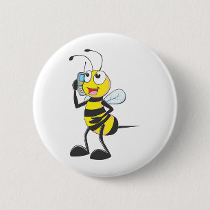 Bee Talking on Phone - Calling Someone 2 Inch Round Button