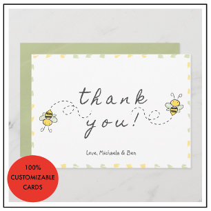 Bee thank you cards,Baby Shower Cute Modern Card