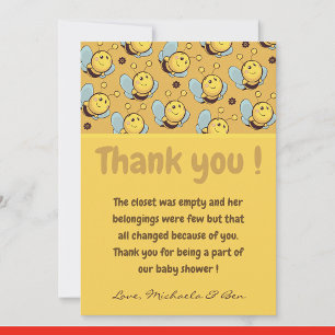 Bee thank you cards,Baby Shower Girl Mommy to bee Card