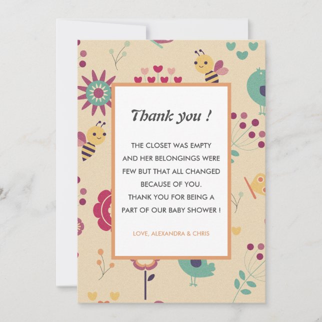 Bee thank you cards Cute Whimsical (Front)