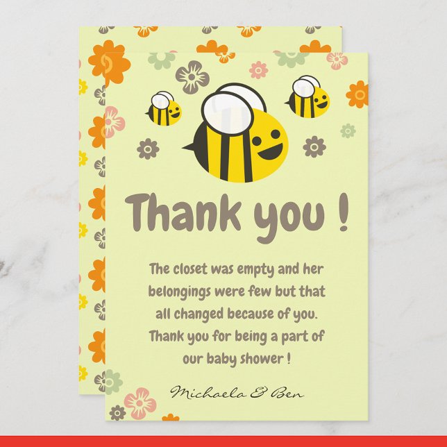 Bee thank you cards Sweet as can bee Mommy to bee (Creator Uploaded)