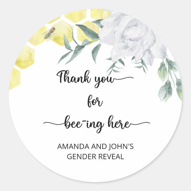 Bee thank you for beeing here  classic round sticker (Front)