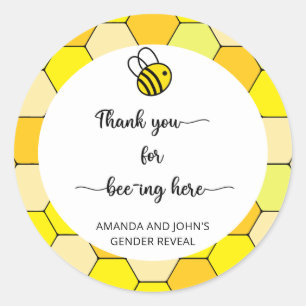 Bee thank you for beeing here classic round sticker