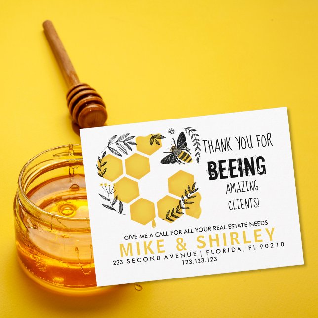 bee thank you Real estate Open House Pop by Announcement Postcard (Creator Uploaded)