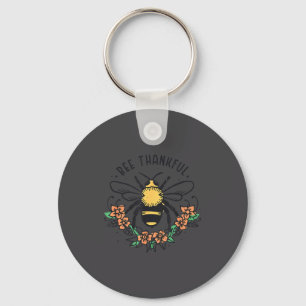 Bee Thankful Funny Thanksgiving Fall Season Pun Qu Keychain