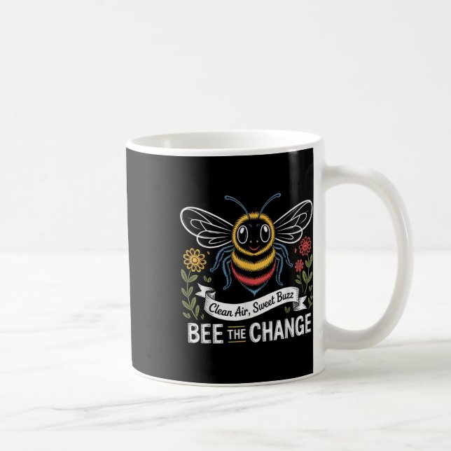Bee The Change Cute Environmental Awareness Bee  Coffee Mug (Right)