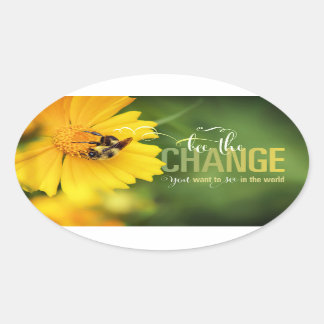 Bee the Change Oval Sticker