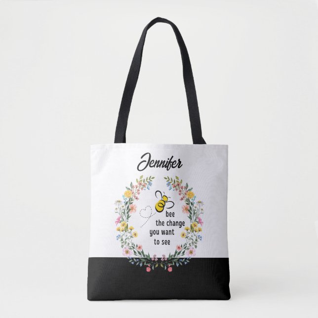 Bee the Change Personalized Tote Bag (Front)