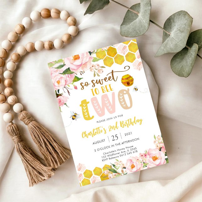 Bee Theme 2nd Birthday Invitation (Creator Uploaded)
