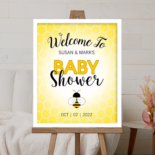Bee Theme Affiche de bienvenue Baby shower Board. (FRAME IS NOT INLUDED)