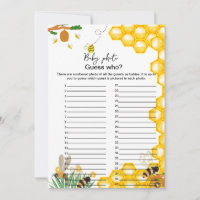 Bee theme baby shower guess who game