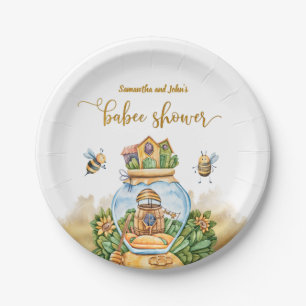 Bee Theme Gender Neutral Baby Shower Paper Plate