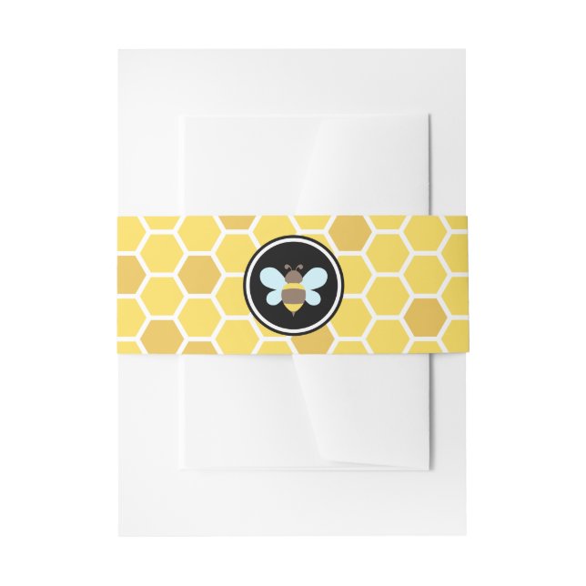 Bee Theme Honeycomb Invitation Belly Band (Front Example)