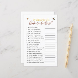 Bee Theme "Who Knows The Bride" Bridal Shower Game