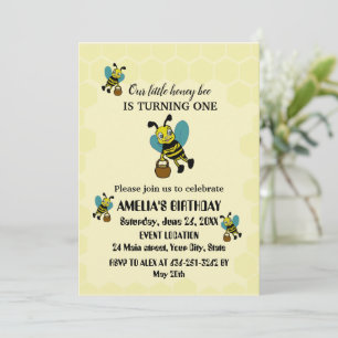 Bee Themed 1st Birthday cocktail party Invitation