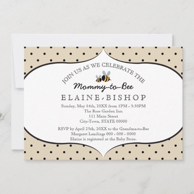 Bee Themed - Baby Shower Invitation - Mommy to Bee (Front)