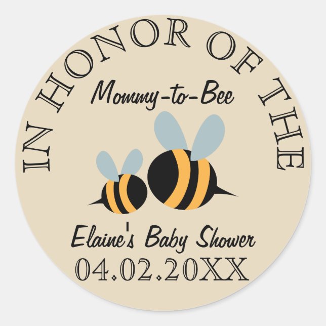 Bee Themed Baby Shower Stickers - Mommy-to-Bee (Front)