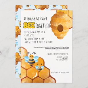 Bee Themed  Cant Be Together Baby Shower by Mail Invitation