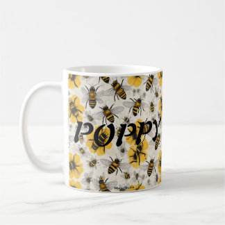 Bee-Themed Mug with Poppy Design
