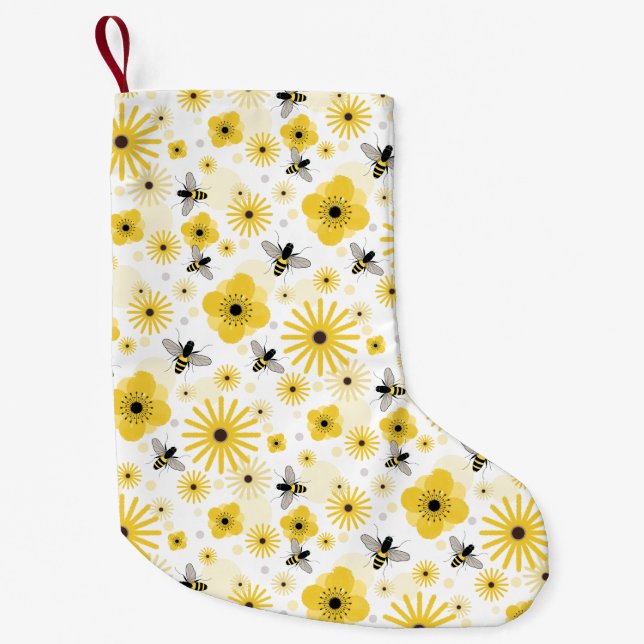 Bee Themed Pattern Christmas Stocking (Front)