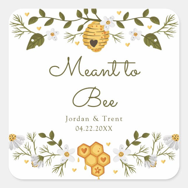 Bee Themed Wedding Favour/Gift Sticker (Front)