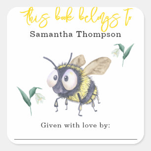 Bee - this book belongs to square sticker