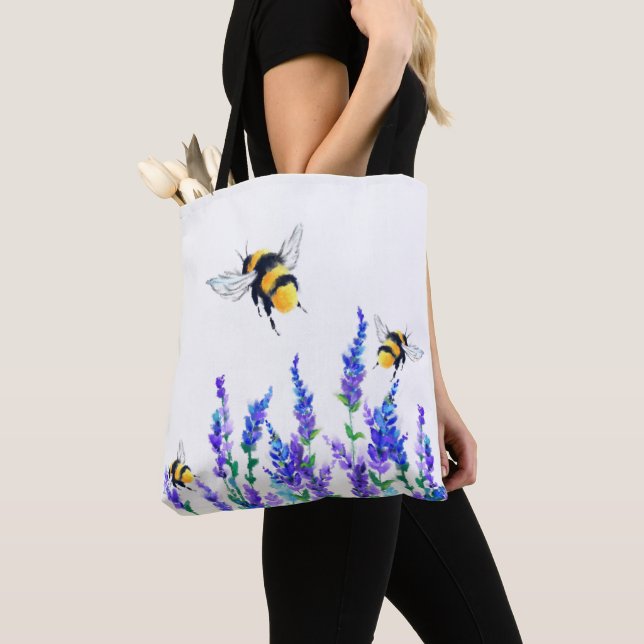Bee Tote Bag Spring Flowers (Close Up)