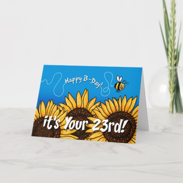bee trail sunflower - 23 years old card (Front)