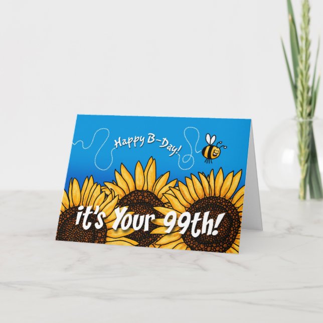 bee trail sunflower - 99 years old card (Front)