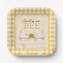BEE-utiful Baby Shower Yellow Bow Plates
