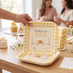BEE-utiful Baby Shower Yellow Bow Plates