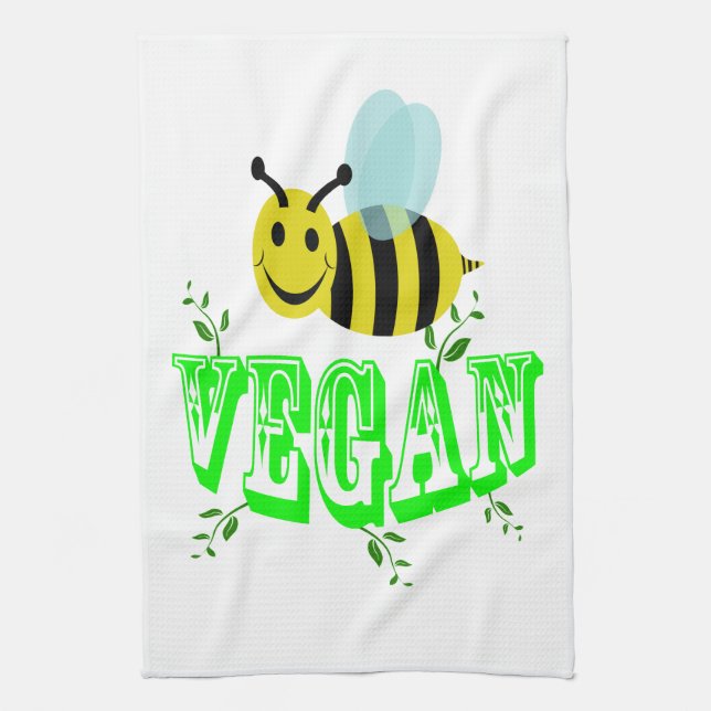 bee vegan kitchen towel (Vertical)