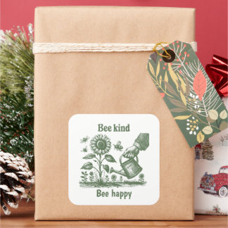 Bee Vintage Sunflower Gardening for Home gardeners Square Sticker