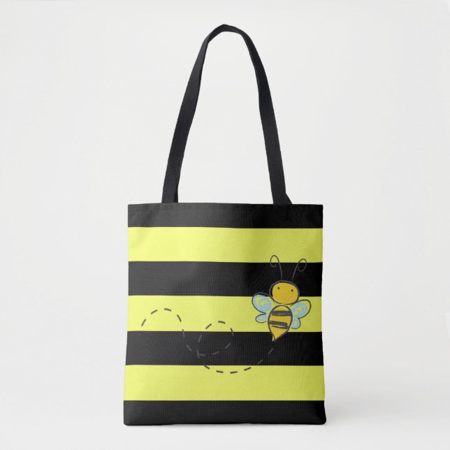 Bee w/Black and Yellow Stripes Tote Bag (Front)