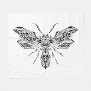 Bee-Wasp Tattoo Fleece Blanket