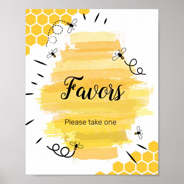 Bee Watercolor Favor Sign (Front)