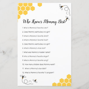 Bee Watercolor Who Knows Mommy Best Game