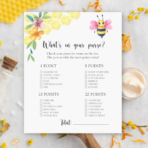 Bee - What's in your purse baby shower game