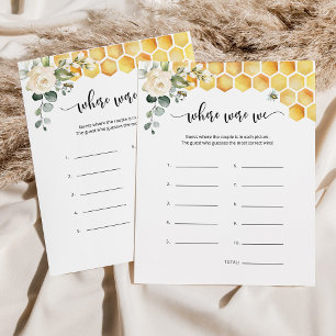 Bee where were we bridal shower game