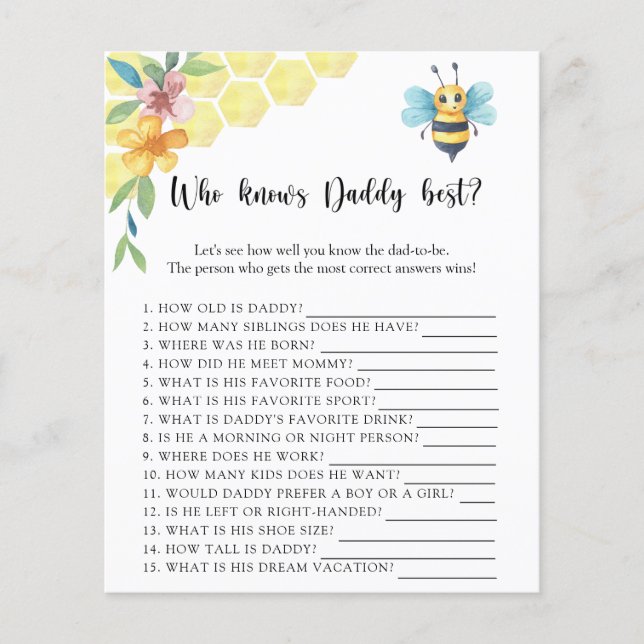 Bee - Who knows DADDY best game (Front)
