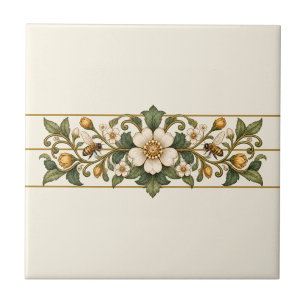 Bee Wildflower Custom Background Frieze Tile