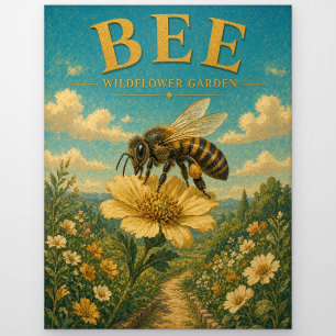Bee Wildflower Garden Watercolor GeoSaga Postcard