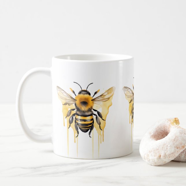 Bee Wildlife & Nature Water Color Set Coffee Mug (With Donut)