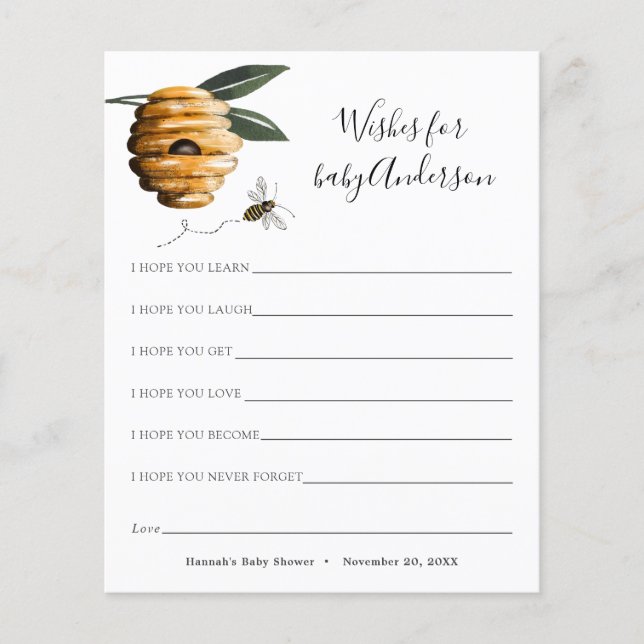 Bee Wishes for Baby Card (Front)