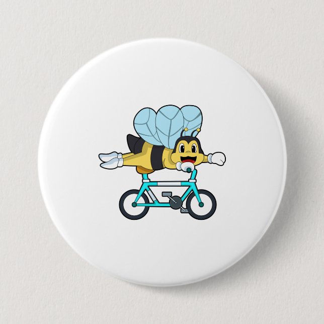 Bee with Bicycle 3 Inch Round Button (Front)