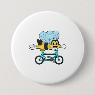 Bee with Bicycle 3 Inch Round Button