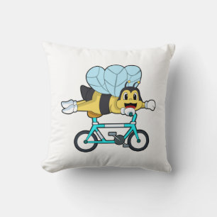 Bee with Bicycle Throw Pillow