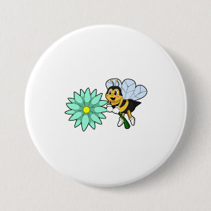 Bee with Flower.PNG 3 Inch Round Button