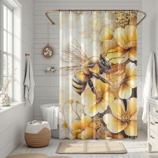 bee with flower Shower Curtain